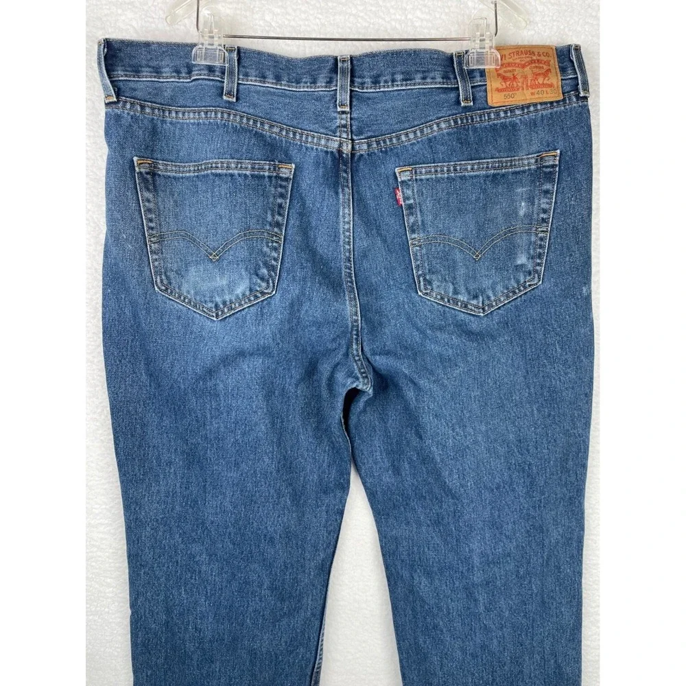 Levis 550 Relaxed Fit‎ Jeans Mens 40x30 Blue Medium Wash Denim Cotton Thrashed